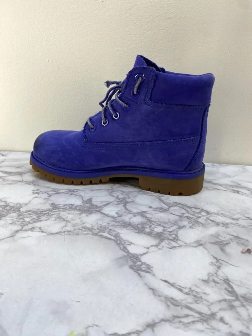 Timberland Boy's Kids Blue Suede Leather Lace Up Boots SZ 2